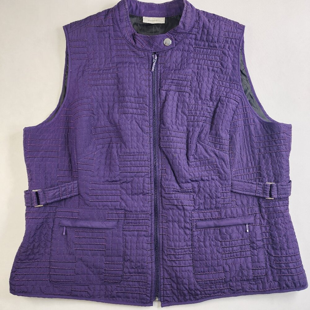 Women's Dress Barn Size XL Vibrant Purple Quilted Lined Zippered Vest 2 Pockets